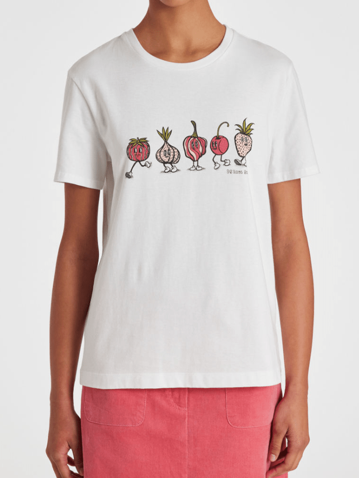 Paul-Smith-White-Fruit-People-T-Shirt W2R-G799-LP4197 Col 01 izzi-of-baslow