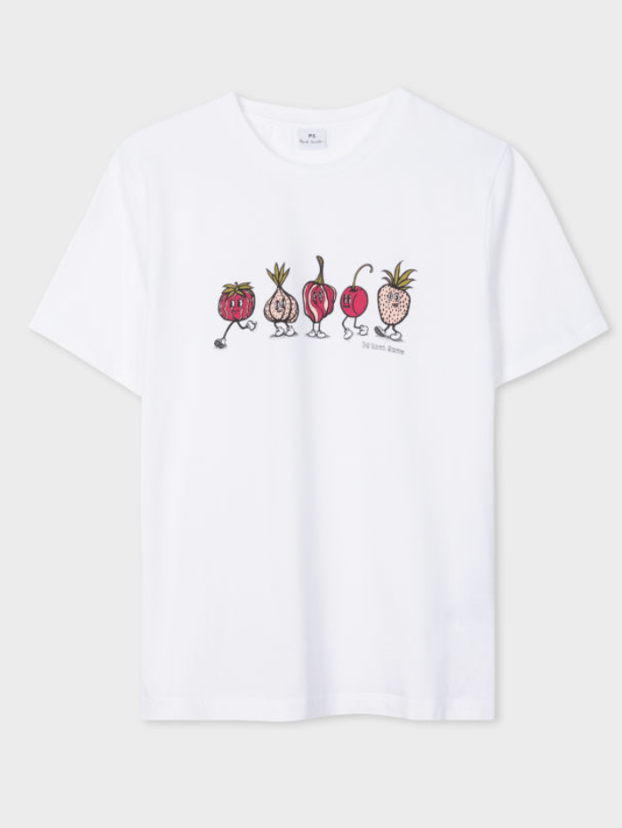 Paul-Smith-White-Fruit-People-T-Shirt W2R-G799-LP4197 Col 01 izzi-of-baslow