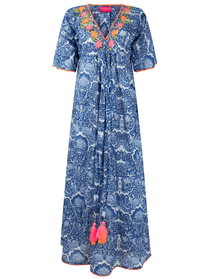 Place Du Soleil Blue And White Embroidered Maxi Dress S24 427 Izzi of Baslow Place Du Soleil Blue And White Embroidered Maxi Dress S24 427 Izzi of Baslow