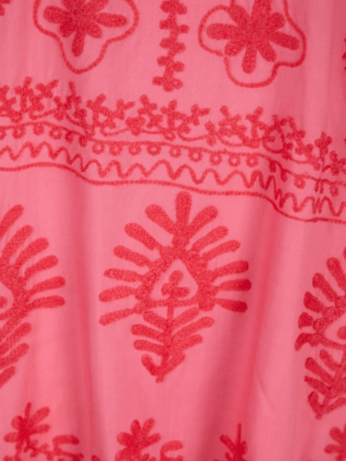 Pranella Beachwear Mia Maxi Dress Coral with Aari Embroidery izzi-of-baslow
