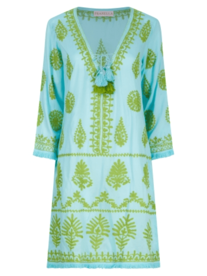 Pranella Aggie Dress Aqua Lime Colour izzi-of-baslow
