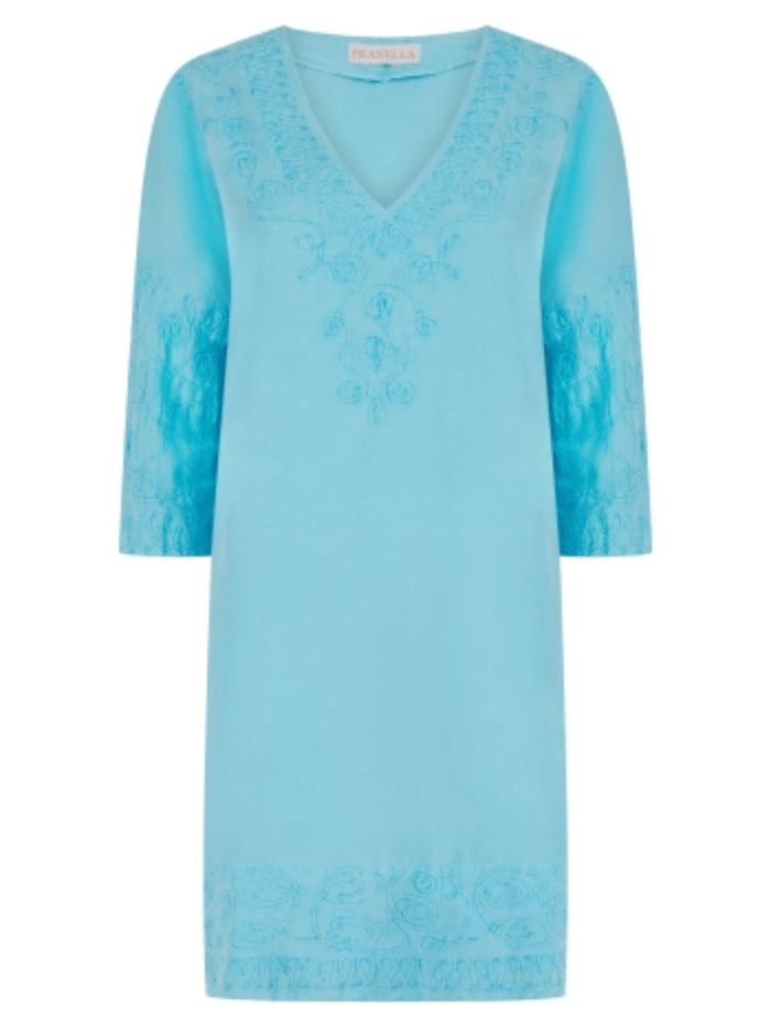 Pranella-URSULA-Neon-Blue-Embroidered-Mini-Dress-izzi-of-baslow