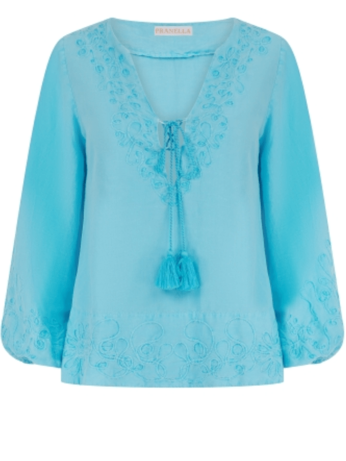 Pranella-IZZADORA-Neon-Blue-Embroidered-Top-izzi-of-baslow