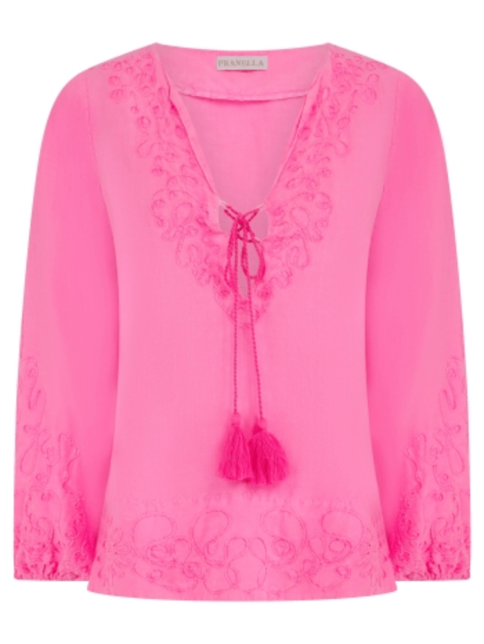 Pranella-IZZADORA-Neon-Pink-Embroidered-Top-izzi-of-baslow