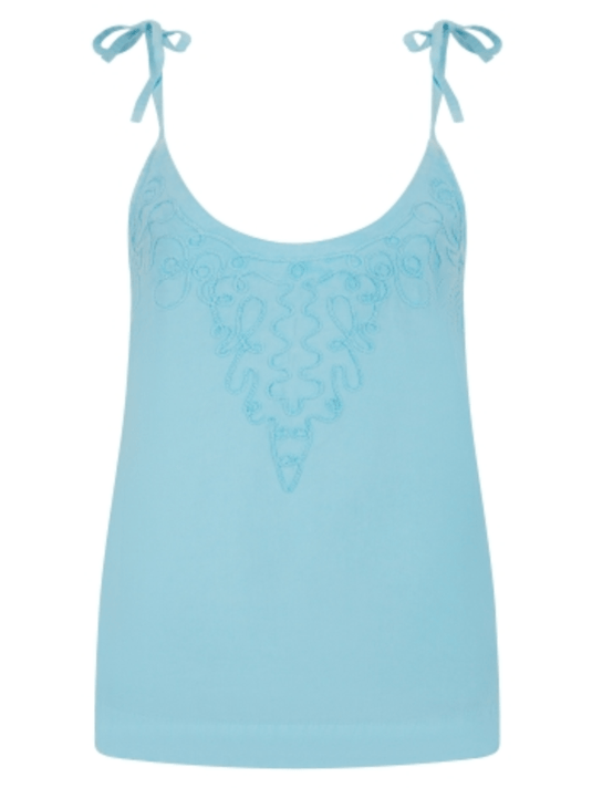 Pranella SS IZZADORA Neon Blue Embroidered Top