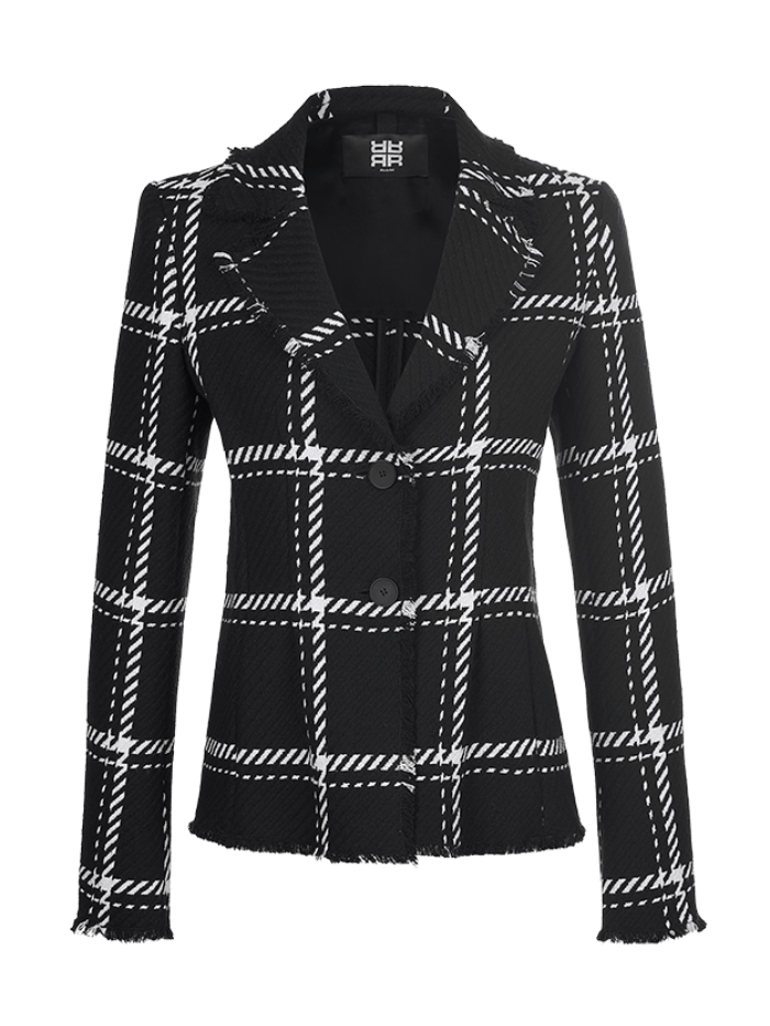 Riani-Black-Giant-Check-Patterned-Fitted-Blazer-371430 4151 izzi-of-baslow