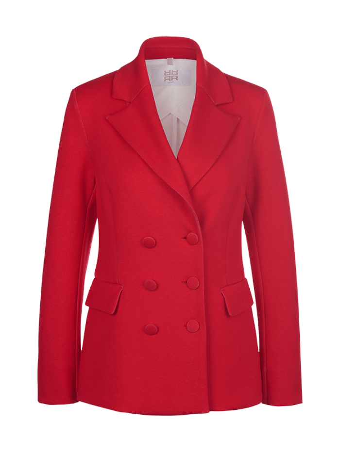 Riani-Scuba-Heartbeat-Red-Double-Breasted-Blazer 371440-8190 izzi-of-baslow