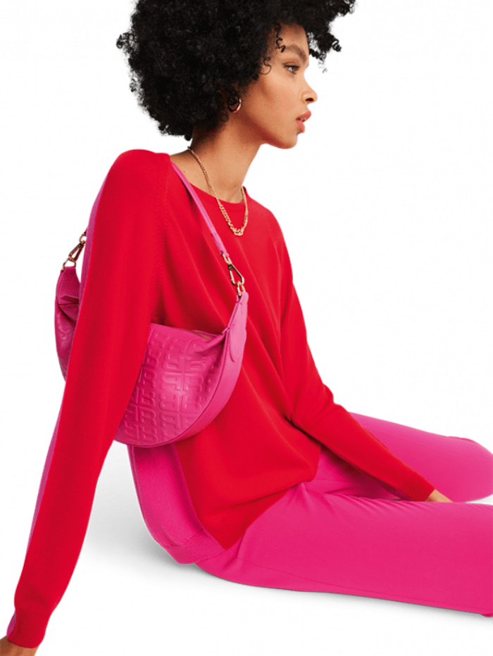 Riani Knitwear Riani Extra Fine Merino Wool Pullover In Red/Pink 377100 7534 Col 360 izzi-of-baslow