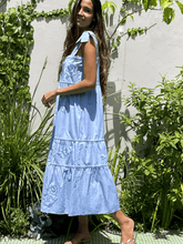 Rose And Rose Dresses Rose And Rose MARINA Blue Flower Embroidered Sun Dress&nbsp; izzi-of-baslow