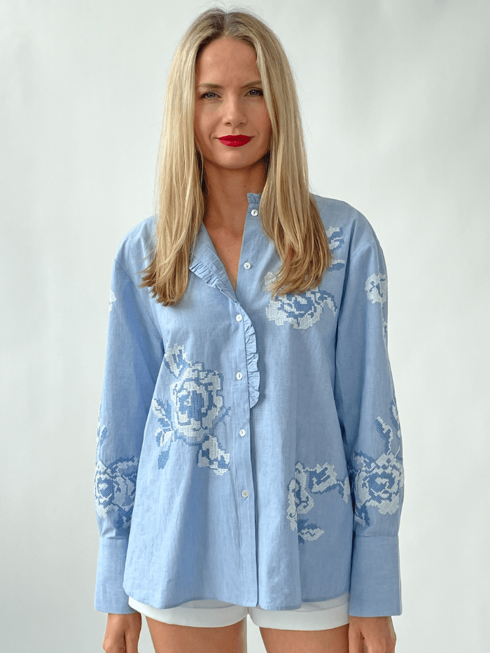 Rose-And-Rose-MILANO-Blue-Flower-Embroidered-Shirt izzi-of-baslow