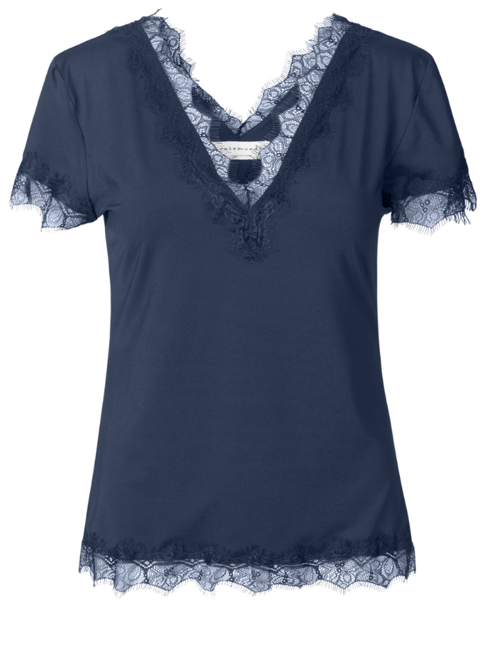Rosemunde Tops Rosemunde Silk Lace T-Shirt Navy 4262 192 izzi-of-baslow