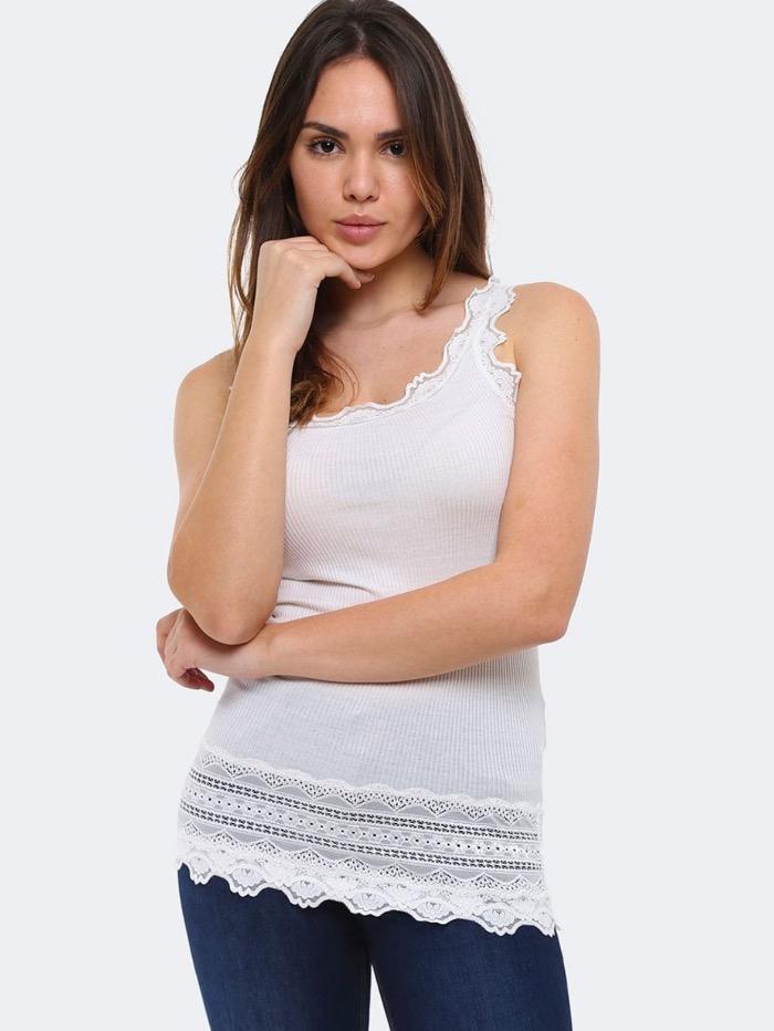 Rosemunde T Silk Lace Trimmed Long Top Sand Dune 5315 916 main image 1