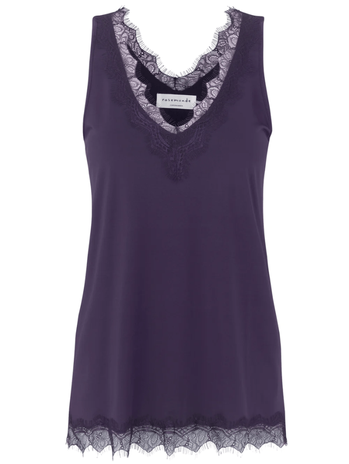 Rosemunde Tops Rosemunde Silky Lace Top In Purple 4220 285 izzi-of-baslow