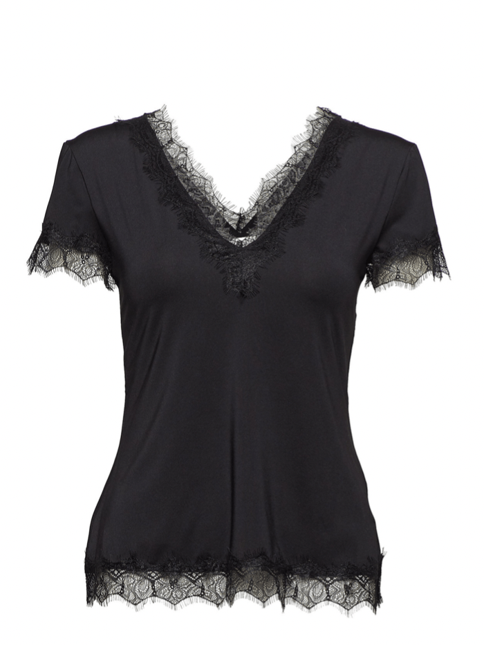 Rosemunde Tops Rosemunde T Silky Lace T-Shirt Black 4262 010 izzi-of-baslow