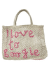 The Jacksons Accessories Large The Jacksons London I LOVE TO BOOGIE Large Jute Bag In Natural With Berry izzi-of-baslow