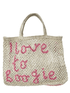 The Jacksons Accessories Large The Jacksons London I LOVE TO BOOGIE Large Jute Bag In Natural With Berry izzi-of-baslow