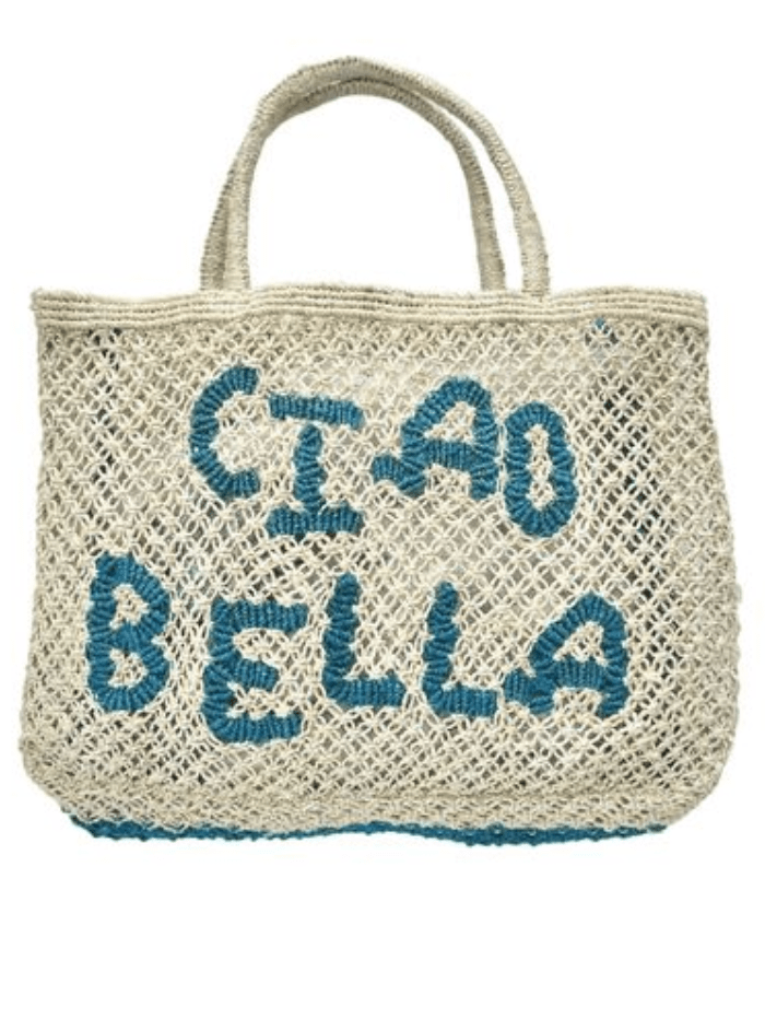 The Jacksons Accessories Small The Jacksons London CIAO BELLA Natural With Ocean Blue Jute Bag izzi-of-baslow