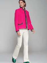 Vilagallo Coats & Jackets Vilagallo DOROTHEA Rosa Twill Jacket With Black And White Border 31805 izzi-of-baslow