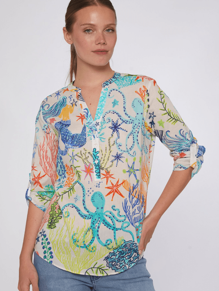 Vilagallo-FRANCINA-Mermaid-Print-Shirt-31055 izzi-of-baslow