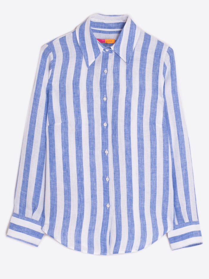 Vilagallo-MAFALDA-Pure-Linen-Stripe-Blue-Shirt 31216 izzi-of-baslow