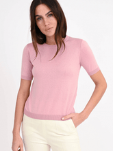 Weekend By Max Mara Tops S Weekend By Max Mara ZIBETTO Pink Silk and Cotton Yarn T Shirt 2415361011600 Col 005 izzi-of-baslow