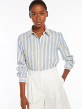 Weekend By Max Mara Tops Weekend By Max Mara LARI Striped Linen Canvas Shirt 2415111022 Col 001 izzi-of-baslow