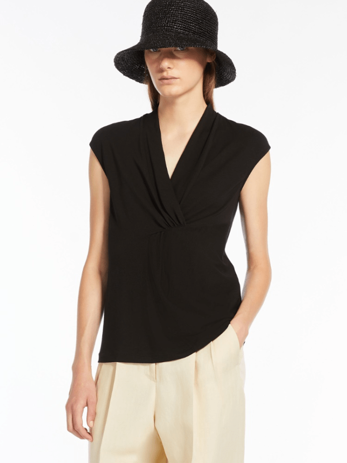 Weekend By Max Mara Tops Weekend By Max Mara NEGOZI Black Lyocell Jersey Top 24159411426 Col 01 izzi-of-baslow