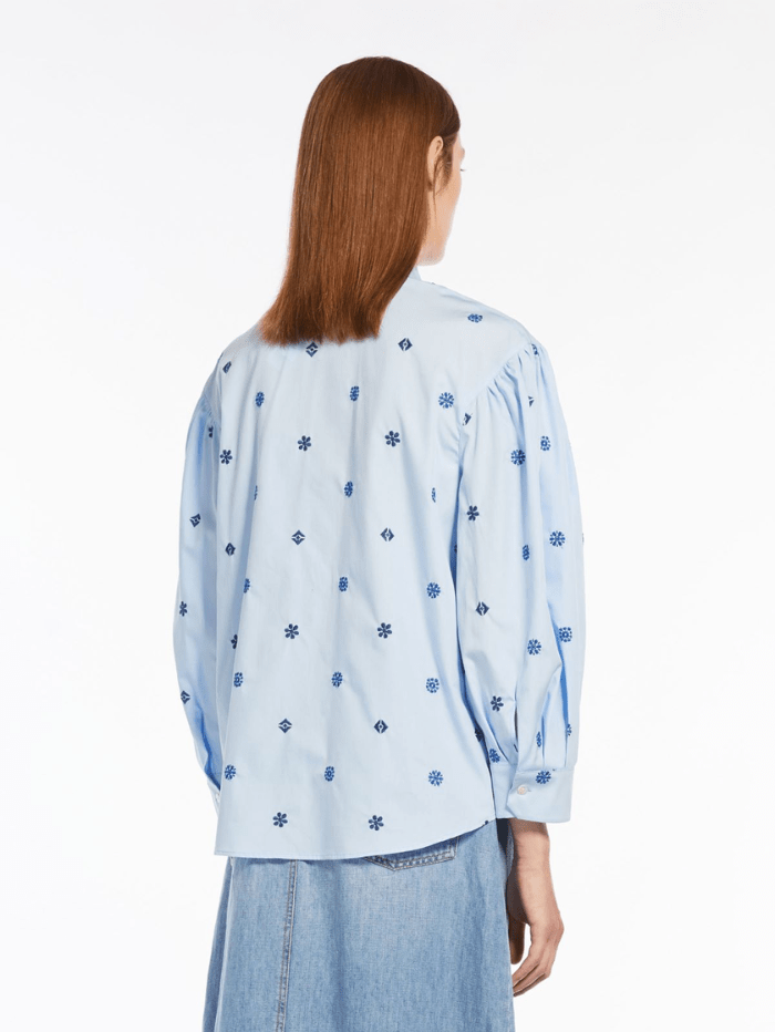 Weekend By Max Mara Tops Weekend By Max Mara VILLAR Embroidered Cotton Shirt In Blue 2415111052600 Col 002 izzi-of-baslow