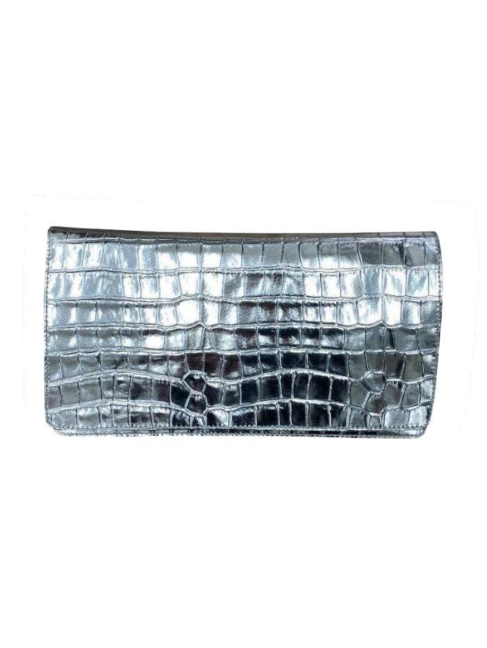 abro Handbags 1 Abro Metallic Silver Croc Clutch Bag 026951-21 0091 izzi-of-baslow