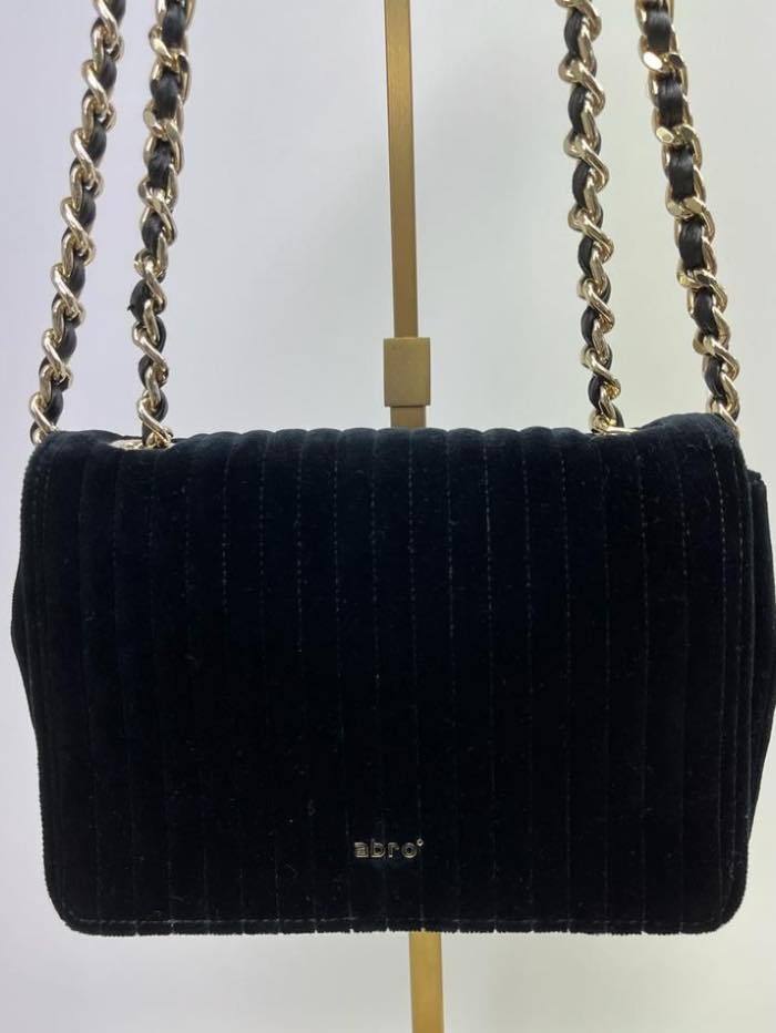 abro Handbags 1 Abro Velvet Black &amp; Gold Cross Body Bag 028657-93 192 0010 izzi-of-baslow