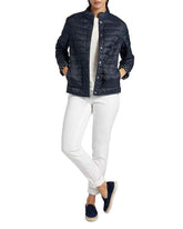 Basler Coats and Jackets Basler Navy And White Spotty Quilted Reversible Outdoor Jacket 2206111401 izzi-of-baslow