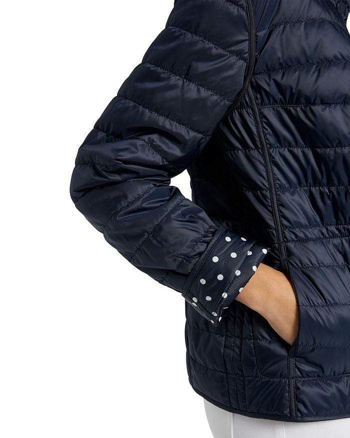 Basler Coats and Jackets Basler Navy And White Spotty Quilted Reversible Outdoor Jacket 2206111401 izzi-of-baslow