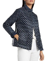 Basler Coats and Jackets Basler Navy And White Spotty Quilted Reversible Outdoor Jacket 2206111401 izzi-of-baslow