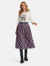 Basler Skirts Basler Navy Red and Ecru Tartan Pleated Skirt 1211100201 28068 2001 izzi-of-baslow