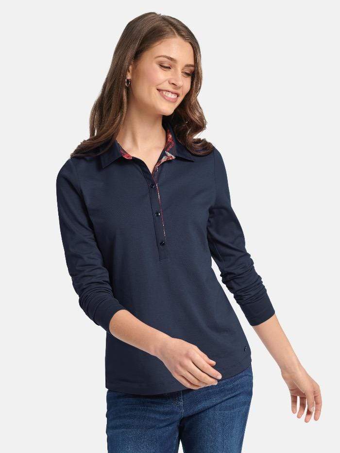 Basler Tops Basler Navy Long Sleeved Polo T Shirt 1211700101 28015 2226 izzi-of-baslow