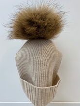 BKLYN Accessories OS BKLYN Wool Beanie Oatmeal Hat Brown Pom Pom izzi-of-baslow