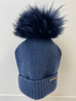 BKLYN Accessories OS BKLYN Wool Beanie Steel Blue Hat Navy Pom Pom izzi-of-baslow