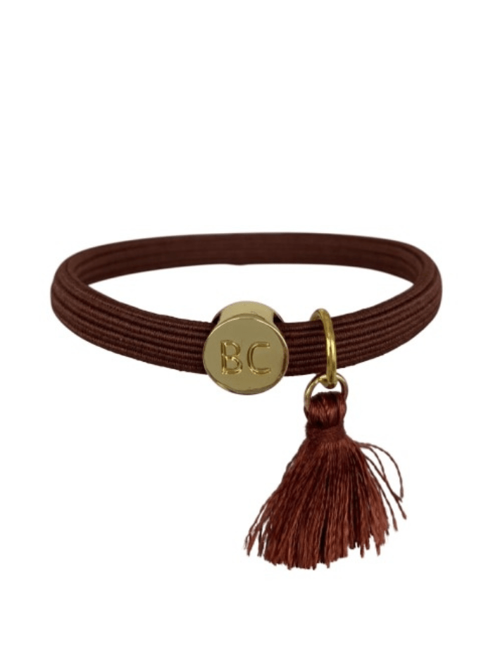 Black Colour Accessories One Size Black Colour Coffee Hair Elastic/Bracelet With Tassel 6740 CO izzi-of-baslow