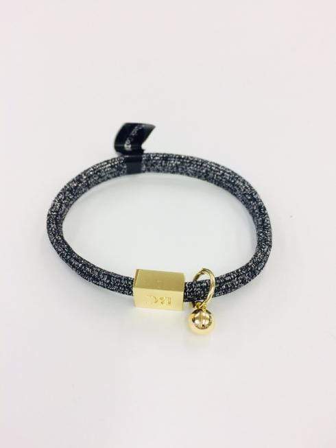 Black Colour Accessories One Size Black Colour Elastic Hair Tie Bracelet Silver Black 6719SI izzi-of-baslow