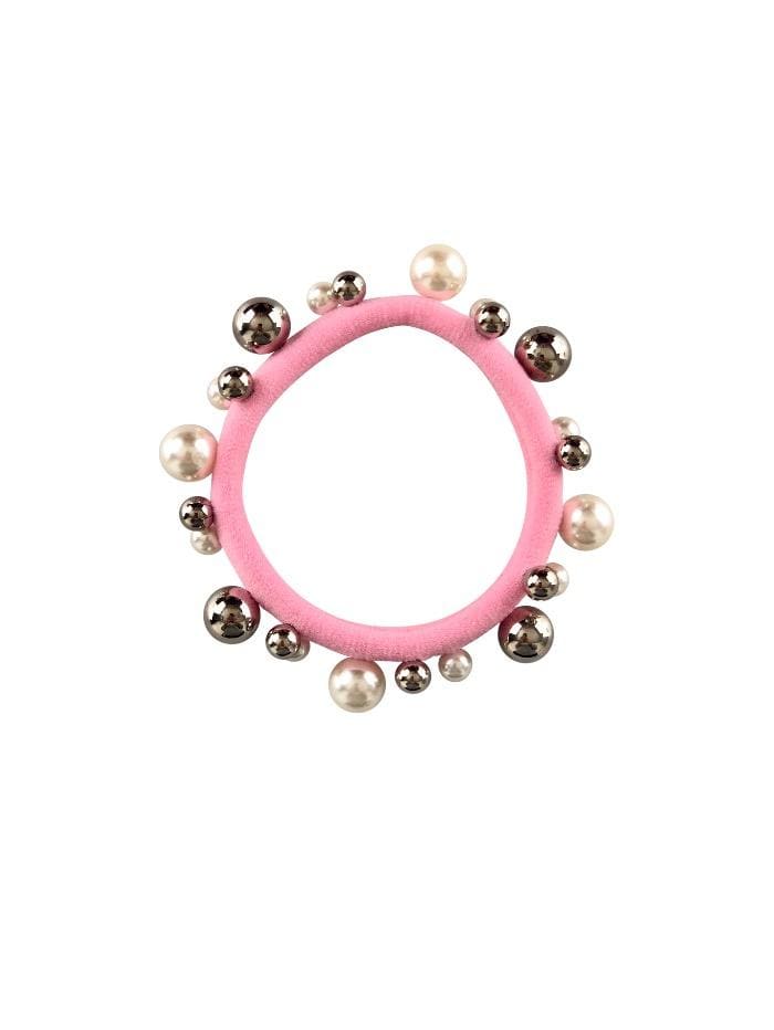 Black Colour Accessories One Size Black Colour Elastic Pearl Hair Tie Bracelet Pink With Pearls 5538 izzi-of-baslow