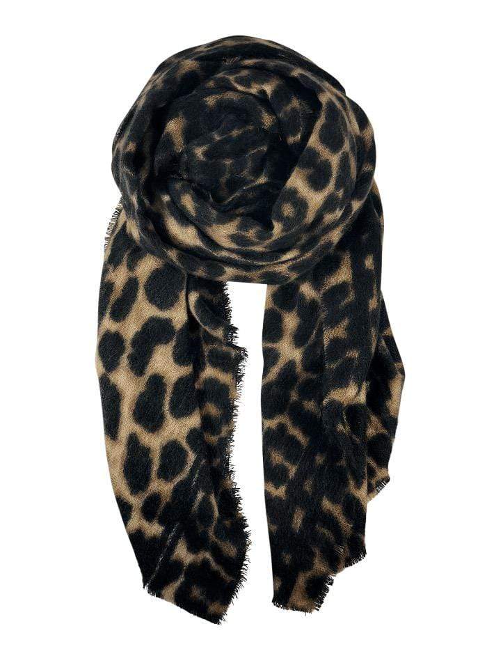 Black Colour Accessories One Size Black Colour Flavia Scarf Leo Black Brown 208129 izzi-of-baslow