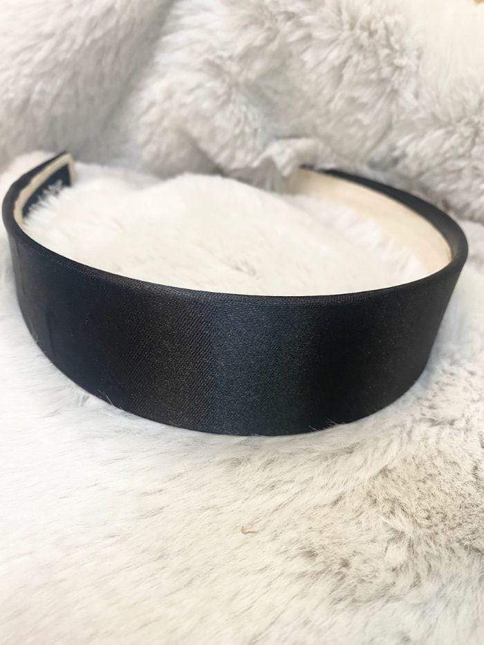 Black Colour Accessories One Size Black Colour Hair Band Amira Satin Black 2037 izzi-of-baslow