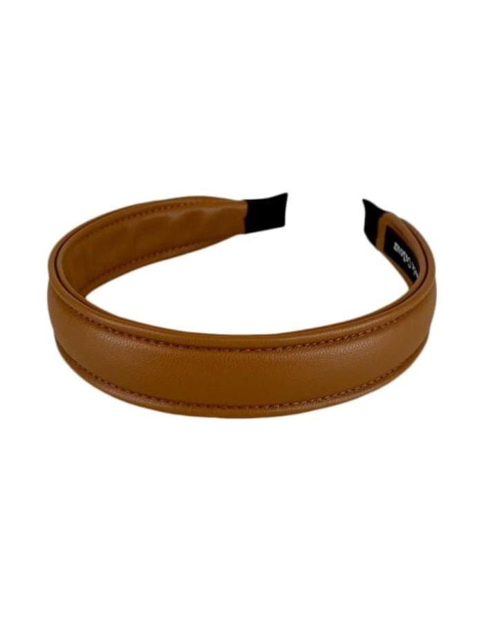 Black Colour Accessories One Size Black Colour Hair Band Pelle Vegan Leather Camel Brown 2054 izzi-of-baslow