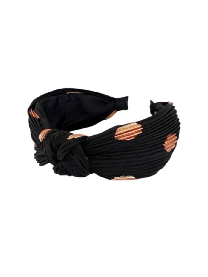 Black Colour Accessories One Size Black Colour Hair Band Pleated Spot Cobber Dot Black 2053 izzi-of-baslow