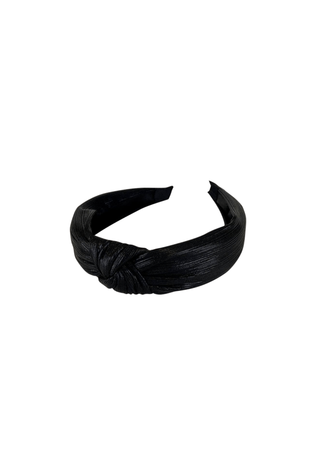 Black Colour Accessories One Size Black Colour Hair Band Raquel Metallic Black Pleated 2059 izzi-of-baslow