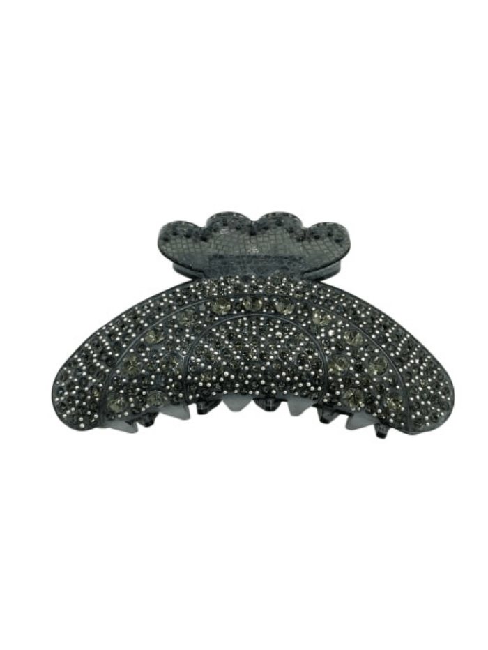 Black Colour Accessories One Size Black Colour Hair Claw Premium Dark Grey with Silver Sequins 5503 DG izzi-of-baslow