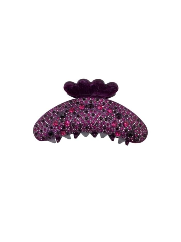 Black Colour Accessories One Size Black Colour Hair Claw Premium Dark Purple With Rhinestones 5503 DP-OS izzi-of-baslow