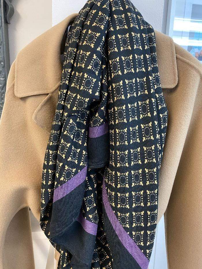 Black Colour Accessories One Size Black Colour Karma Scarf Black/Camel/Aubergine 198107BL izzi-of-baslow