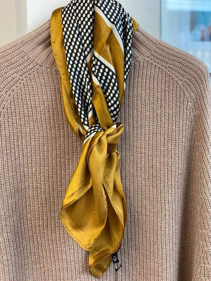 Black Colour Accessories One Size Black Colour Mini Scarf Satin Dots Mustard 3531MI izzi-of-baslow