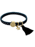 Black Colour Accessories One Size Black Colour Poppy Black Dot Tassel Hair Elastic/Bracelet With Gold Star Charm 6740 BD izzi-of-baslow